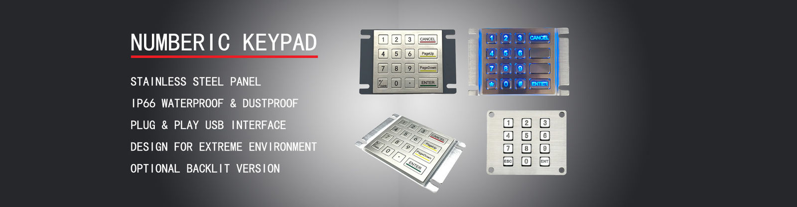 Teclado montado en el panel