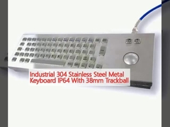 Industrial 304 Stainless Steel Metal Keyboard IP64 With 38mm Trackball