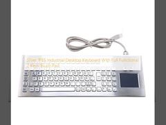Silver IP65 Industrial Desktop Keyboard With Full Functional 2 Keys Touch Pad