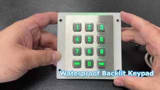 CLAVIER ÉTANCHE IP65 12 TOUCHES EN ACIER INOXYDABLE AVEC RÉTROÉCLAIRAGE