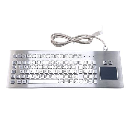 quality  Silver IP65 Industrial Desktop Keyboard With Full Functional 2 Keys Touch Pad factory