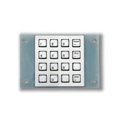 Qualität  IP65 / IK07 Waterproof USB interface Stainless Steel 16 Keys Backlit Keypad Industrial Numeric Keypad With Braille Rear Panel Mounted -40℃ usine