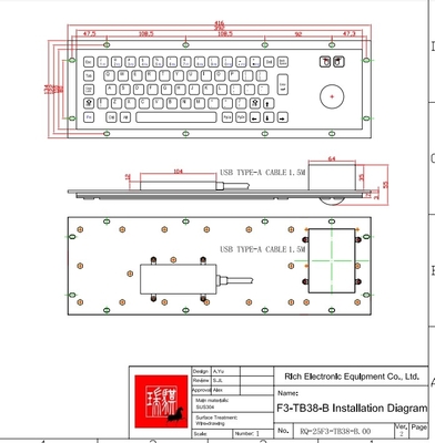 Teclado de quiosco a prueba de vandalismo con trackball para exteriores, utilizando IP65 IK07