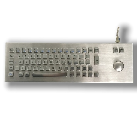 Industrial 304 Stainless Steel Metal Keyboard IP64 With 38mm Trackball