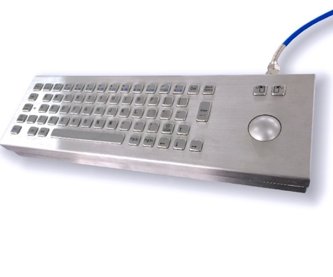 Industrial 304 Stainless Steel Metal Keyboard IP64 With 38mm Trackball