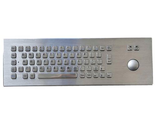 IP65/IK07 Industrial Keyboard With Trackball Featuring 38mm Trackball and SUS304 Stainless Steel Construction