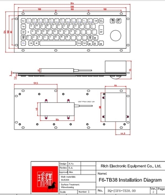 IP65 Stainless Steel Keyboard with Trackball Washable Supported Water Proof