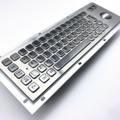 KIOSK IP65/IK07 Waterproof Dustproof Industrial PC Keyboard With 38mm Stainless Steel Trackball Rear Panel Mounted -40℃