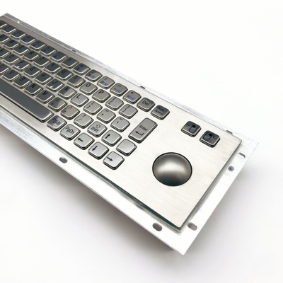 KIOSK IP65/IK07 Waterproof Dustproof Industrial PC Keyboard With 38mm Stainless Steel Trackball Rear Panel Mounted -40℃