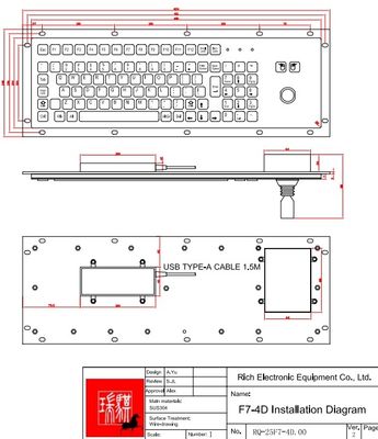 Baja tahan air IP65 tahan debu Industrial Keyboard Dengan Control Stick