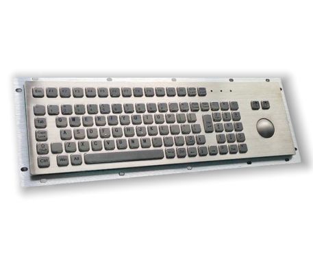 Industrial Stainless Steel Keyboard with Integrated Trackball – Sealed & Impact‑Resistant for Rugged Kiosk Use
