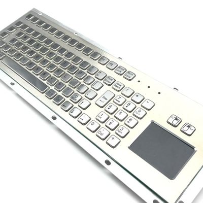 Stainless Steel Panel Mounted Keyboard With TouchPad, Waterproof, Dustproof, Explosionproof. The keyboard features waterproof, dustproof, and explosionproof capabilities (IP65/IK07).