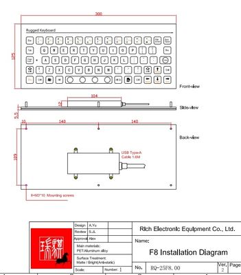 IP67 68 Keys Mini Industrial PC Keyboard Anti Static Rugged Rear Panel Mounted -40℃