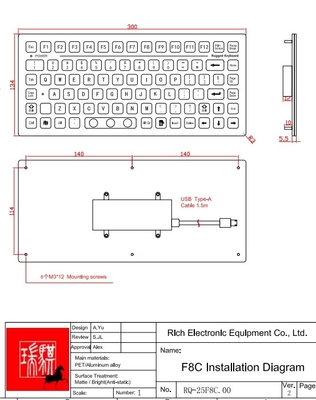 85 Keys Industrial PC Keyboard Lightweight One Piece Matte Membrane On Top Keyboard
