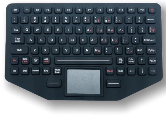 Clavier industriel en silicone IP67. Caractéristiques : rétroéclairage, pavé tactile, 390g, USB, indice -40°C.