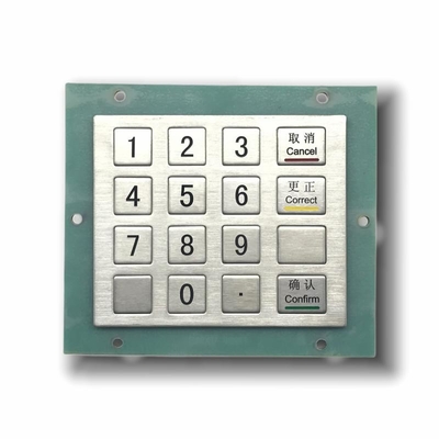 IP65 / IK07 Mini Stainless Steel KeyPad waterproof dustproof anti-vandalism 16 Keys Metal Industrial Numeric Keypad USB 232 485 Rear Panel Mounted -40℃