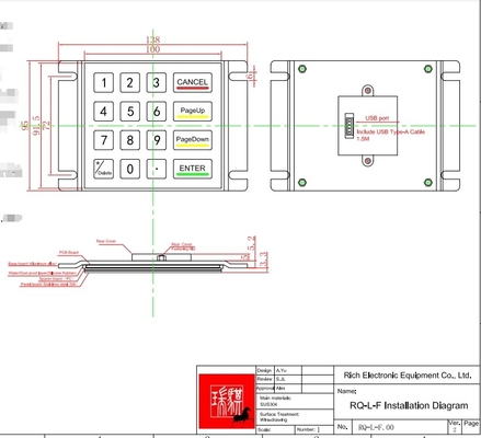 IP65 Metal KeyPad for Precise and Secure Control in Challenging Environments 100mm*91.5mm
