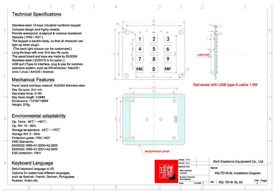 IP65/IK07 Rated Keypad : Built for Harsh Environments - Stainless Steel, Backlit, 2M+ Cycles