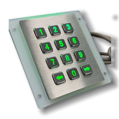 MT-12 Industrial Numeric Keypad with Waterproof Stainless Steel Construction and IP65 IK07 Rating