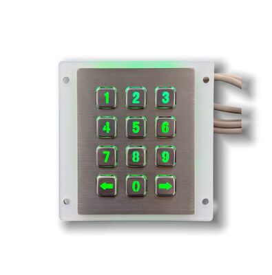 MT-12 Industrial Numeric Keypad with Waterproof Stainless Steel Construction and IP65 IK07 Rating