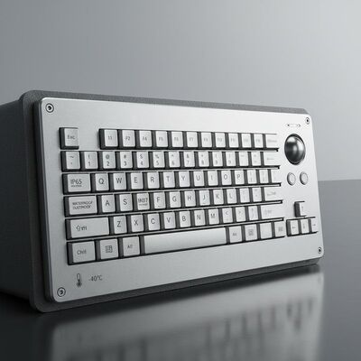 IP65 IK07 SUS304 Stainless Steel Industrial Keyboard with Extended Thermal Range and Integrated Trackball for High-Frequency Unattended Use