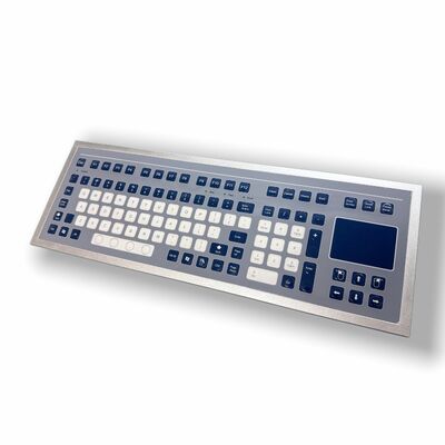 Industrial Membrane Keyboard with 105-key layout and touchpad featuring IP67/IK07-rated protection and USB interface