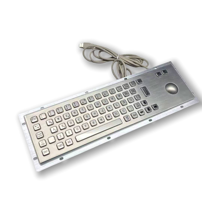 IP65 Flush Mounted Stainless Steel Industrial PC Keyboard with 38mm Trackball for Kiosk Self-Service Terminals