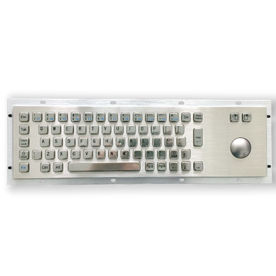 IP65 Flush Mounted Stainless Steel Industrial PC Keyboard with 38mm Trackball for Kiosk Self-Service Terminals